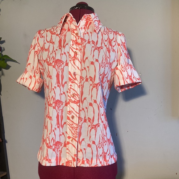 Vintage 70’s Montgomery Ward Penguin Dagger Collar Button Down Shirt - Picture 2 of 6